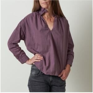 A Shirt Thing Top Womens Small Eggplant Purple Penelope Cabo Ruffle Long Sleeve